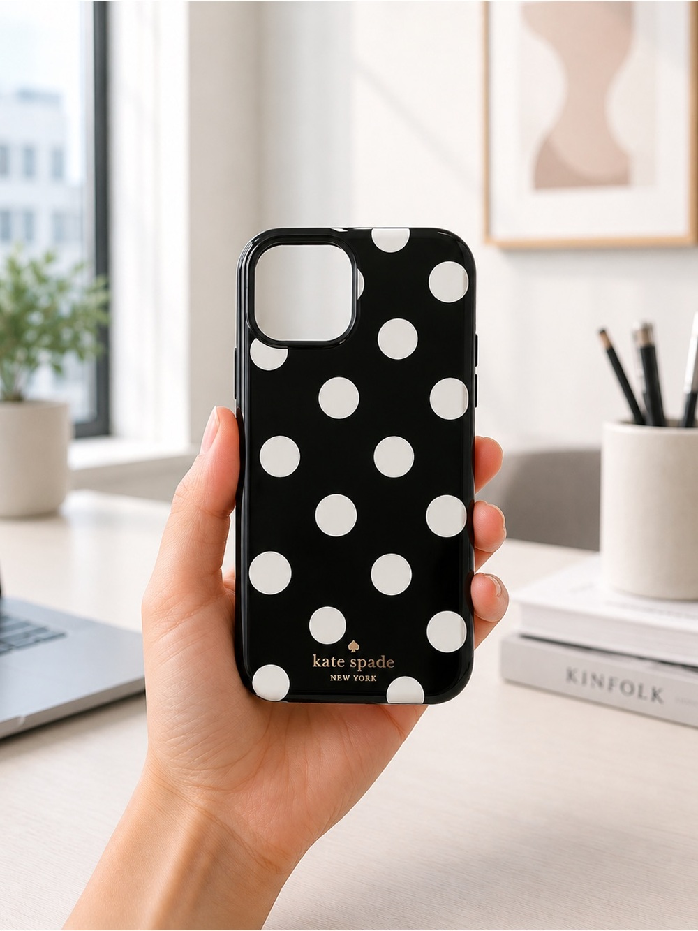 Kate Spade iPhone 14 Pro Case NWT | Black White Polka Dot | Protective Slim Case